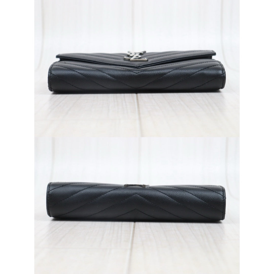 Very Good ( Rank A)｜  Saint Laurent YSL Caviar Skin Calf Leather Long Wallet Black｜25060602