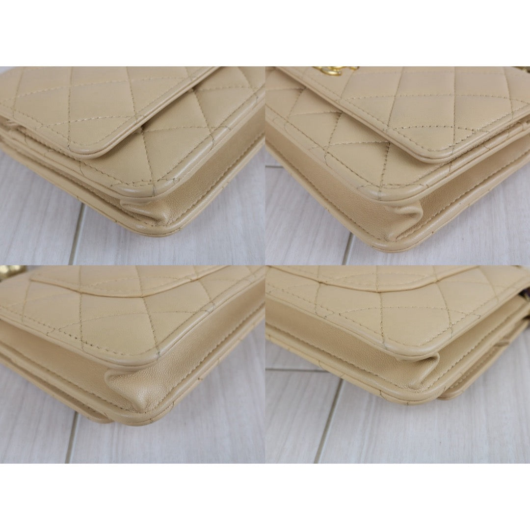 Include Entrupy Certificate of Authenticity｜Very Good ( Rank A)｜CHANEL Calfskin WOC Chain Bag Beige IC Chips Model｜S26060109