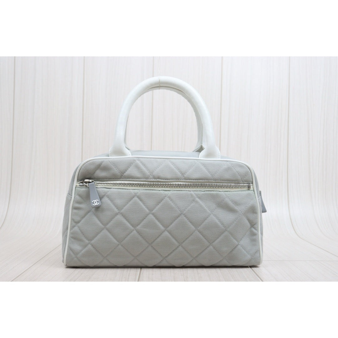 Include Entrupy Certificate of Authenticity｜Good ( Rank AB) ｜CHANEL Vintage Sports Line Quilted Canvas Bowling HanBag Made in 2000-2002 Year｜26082601