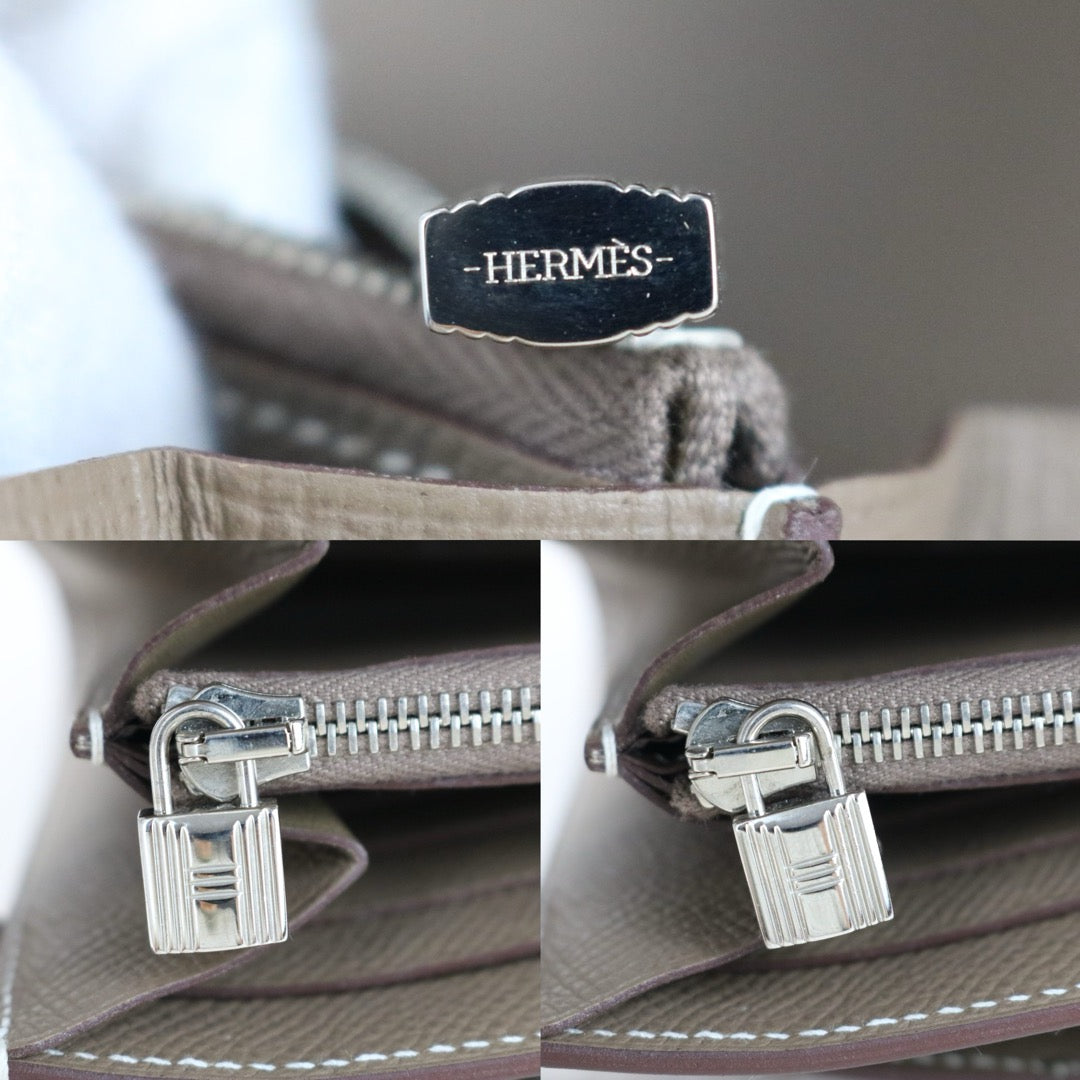 Include Entrupy Certificate of Authenticity｜Good ( Rank AB)｜ HERMES Epsom Kelly Wallet Etoupe Gray X Stamp Made In 2016Year｜X26051704