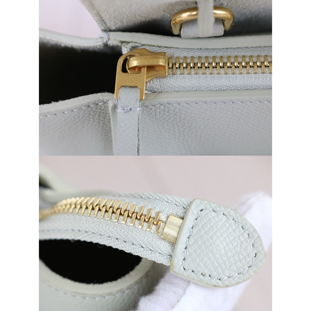 Very Good ( Rank A)｜CELINE  Calf Leather Belt Nano Handbag Shoulder Bag Sage Green｜X25091404