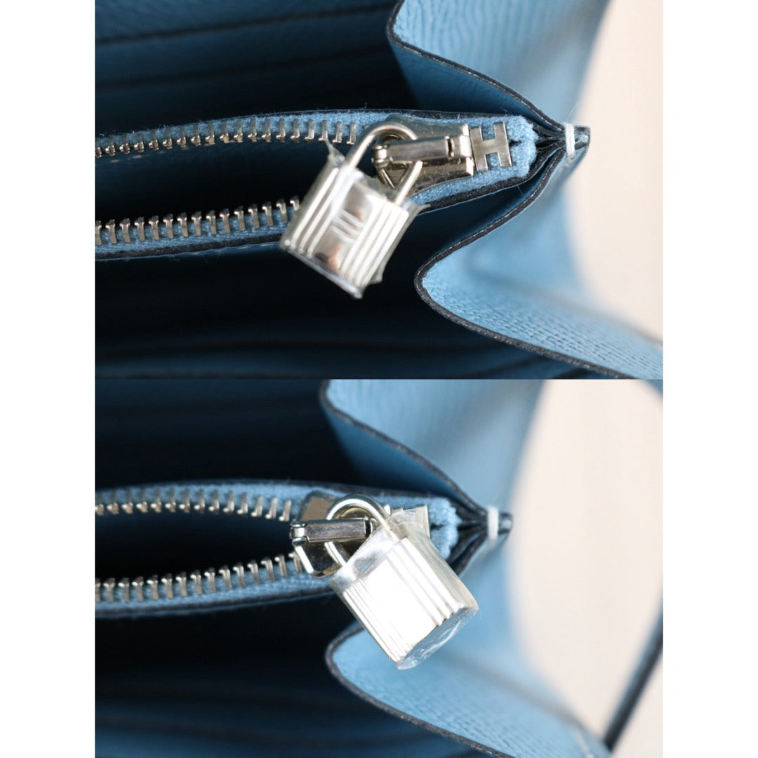 Excellent（Rank SA)｜ HERMES Epson Kelly Long Wallet Blue Jean □O Stamp Made In 2011Year｜X25121403