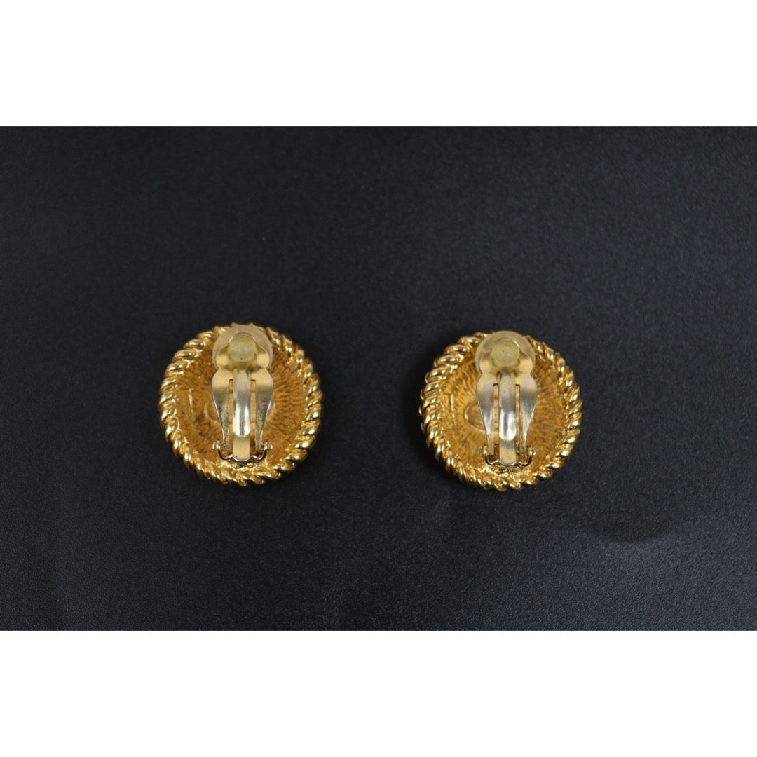 Include Authentic Detective Certificate of Authenticity｜Good ( Rank AB) ｜ CHANEL Coco Mark  Weave Gold Earrings ｜Y26040714
