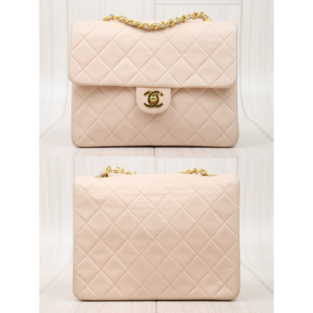 Good ( Rank AB)｜ CHANEL lambskin Square 20 Shoulder Bag Cherry Pink Made In 1991～1994Year ｜P24122008