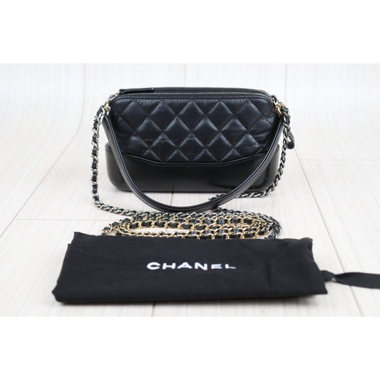 Rank A｜Chanel Mini Gabrielle Aged Calfskin Shoulder Bag Black Made in 2017-2018 Year｜23102818