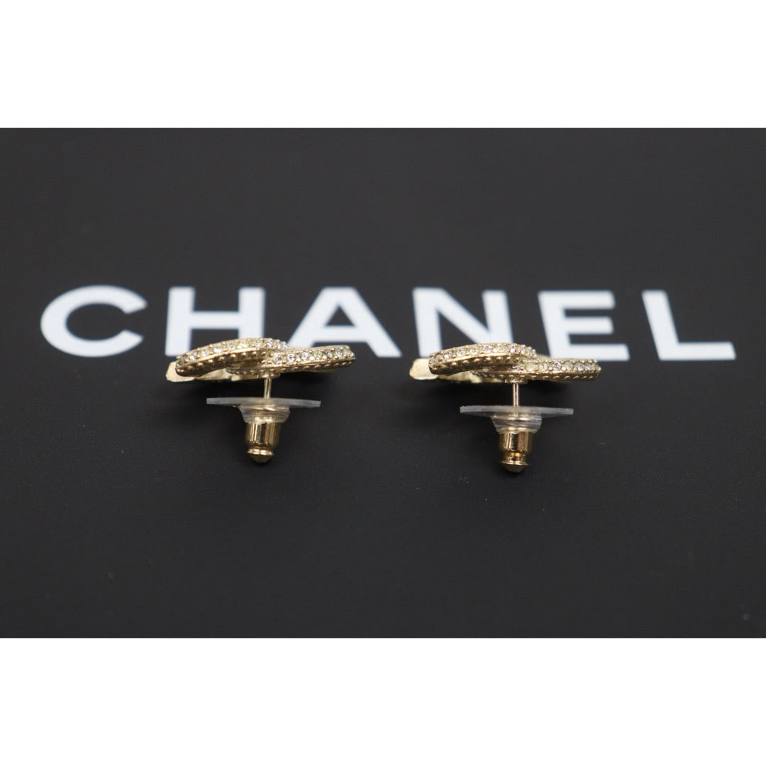 Include Authentic Detective Certificate of Authenticity｜Excellent（Rank SA）｜CHANEL B20V COCO Mark  Rhinestone Earrings Made In 2020Year｜S26050715