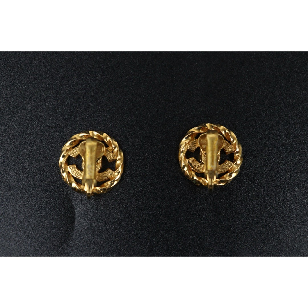 Good ( Rank AB) ｜CHANEL Coco Mark Gold 24 Plated Rhinestone Earrings｜V25061912