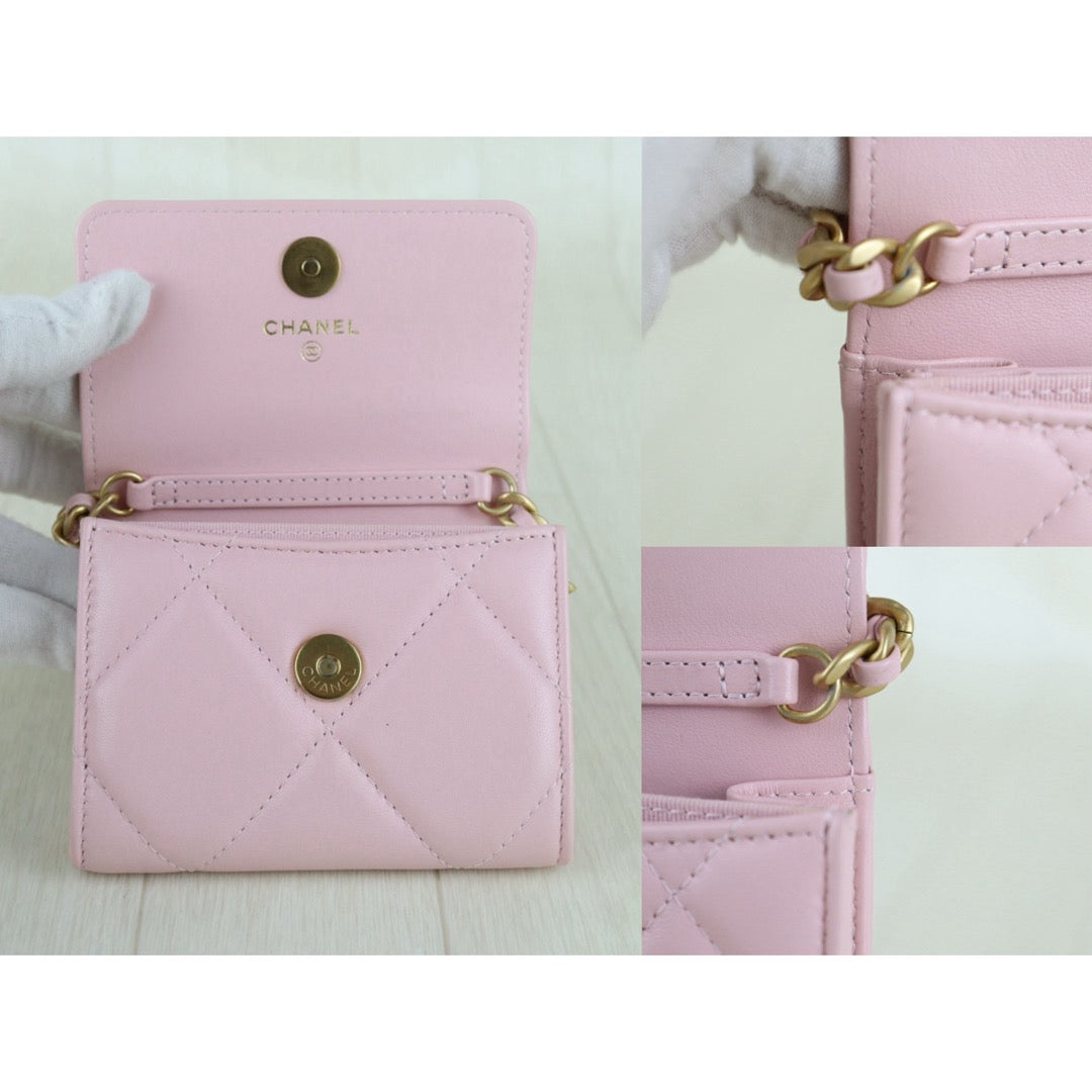 Include Entrupy Certificate of Authenticity｜Very Good ( Rank A)｜ CHANEL Matrasse Chain Calf Leather  Mini 19Bag  Pink Shoulderbag IC Chips Model｜S26010409