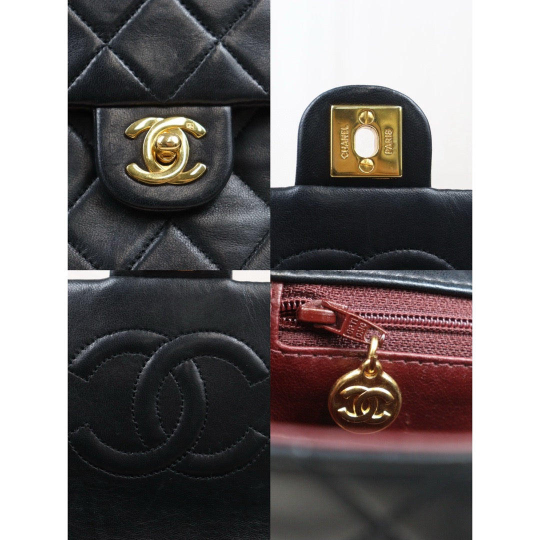 Good ( Rank AB)｜ CHANEL Black lambskin Square 20 Shoulder Bag Made In 1989～1991Year ｜24103001