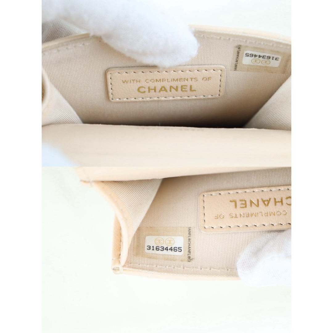 Include Entrupy Certificate of Authenticity｜Good ( Rank AB)｜CHANEL Lamb Skin  Flap Phone Holder Chain Shoulder Bag Beige Made In 2021-2022 Year｜S26090731