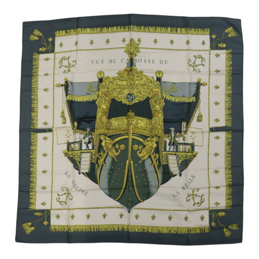 Good ( Rank AB) ｜ HERMES Vue Du Carrosse De La Galere La Reale Scarf 90｜V25110601