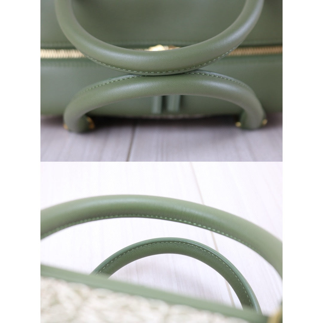 Excellent（Rank SA）｜ LOEWE Amazona Canvas Leather Calf  Matcha Hand Bag With Shoulder Strap ｜X24111204