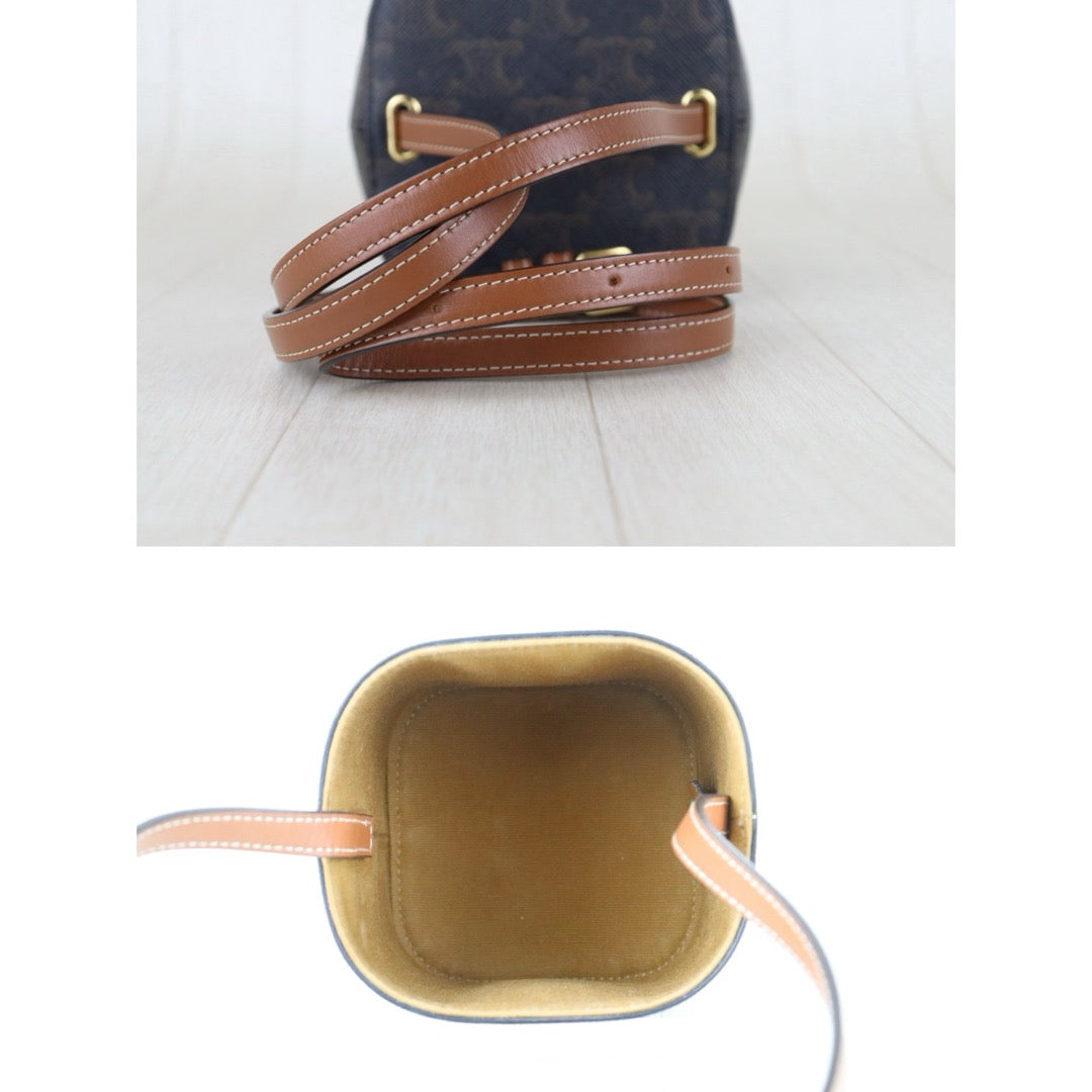 Include Entrupy Certificate of Authenticity｜Very Good ( Rank A)｜ CELINE Macadam Box Triomphe Shoulder Bag ｜S26071504