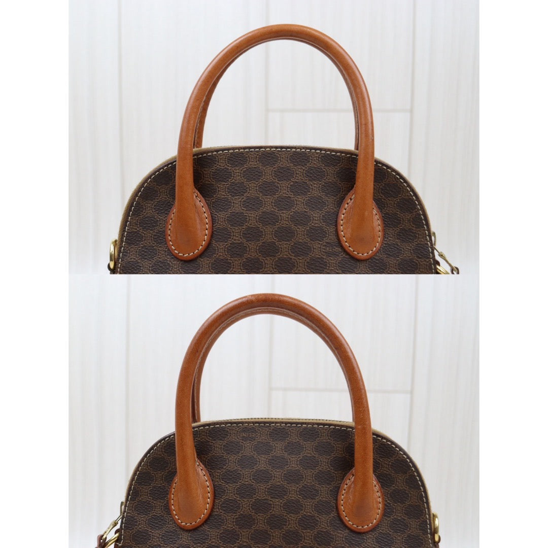 Rank AB ｜ CELINE Macadam Bowling Bag Handbag With Shoulder Strap ｜24040411