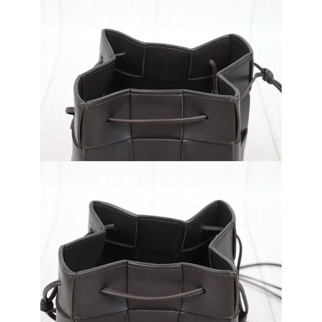 Good ( Rank AB)｜ Bottega Veneta Lamb Skin Weave Bucket Shoulder Bag Brown｜P25041410