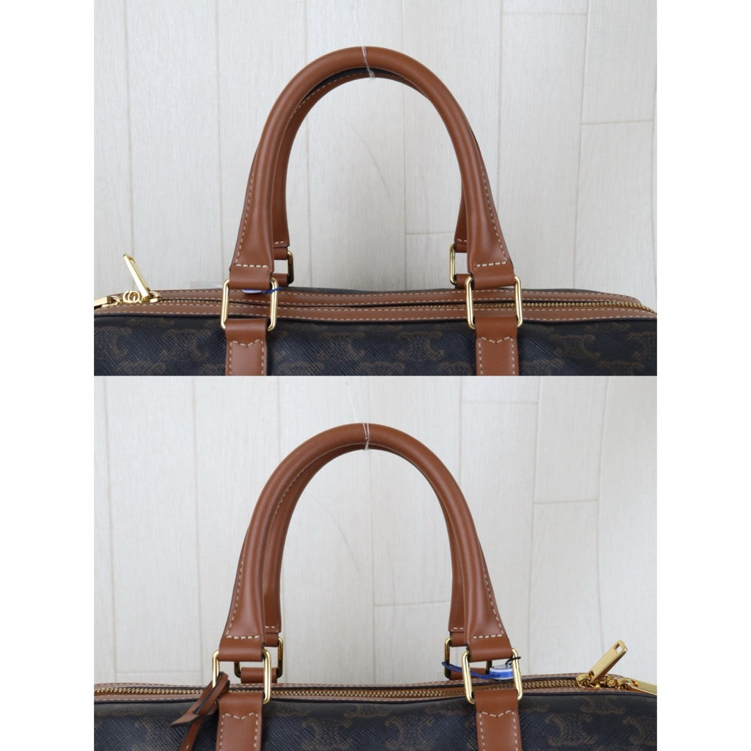 Include Entrupy Certificate of Authenticity｜Good ( Rank AB)｜ Celine Triomphe Boston Hand Bag Shoulder Bag｜S26090708