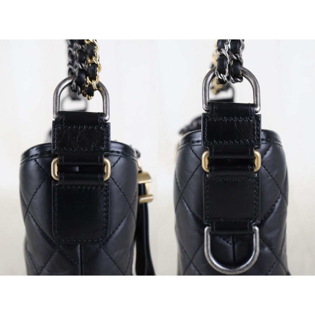 Include Entrupy Certificate of Authenticity｜Good ( Rank AB) ｜CHANEL PM Gabrielle Calf Leather Shoulder Bag Black Made In 2018Year｜S26073113