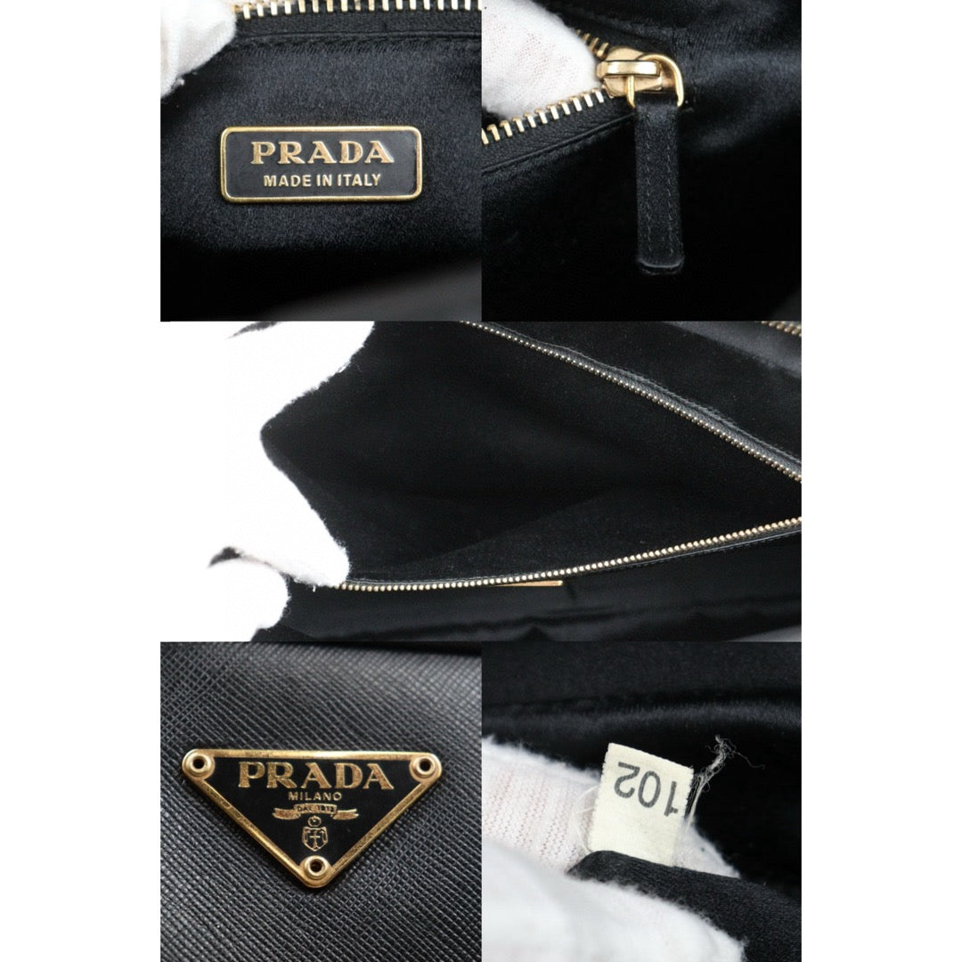 Good ( Rank AB)｜Prada Leather Saffiano Briefcase Handbag Gold Hardware Black｜V25050816