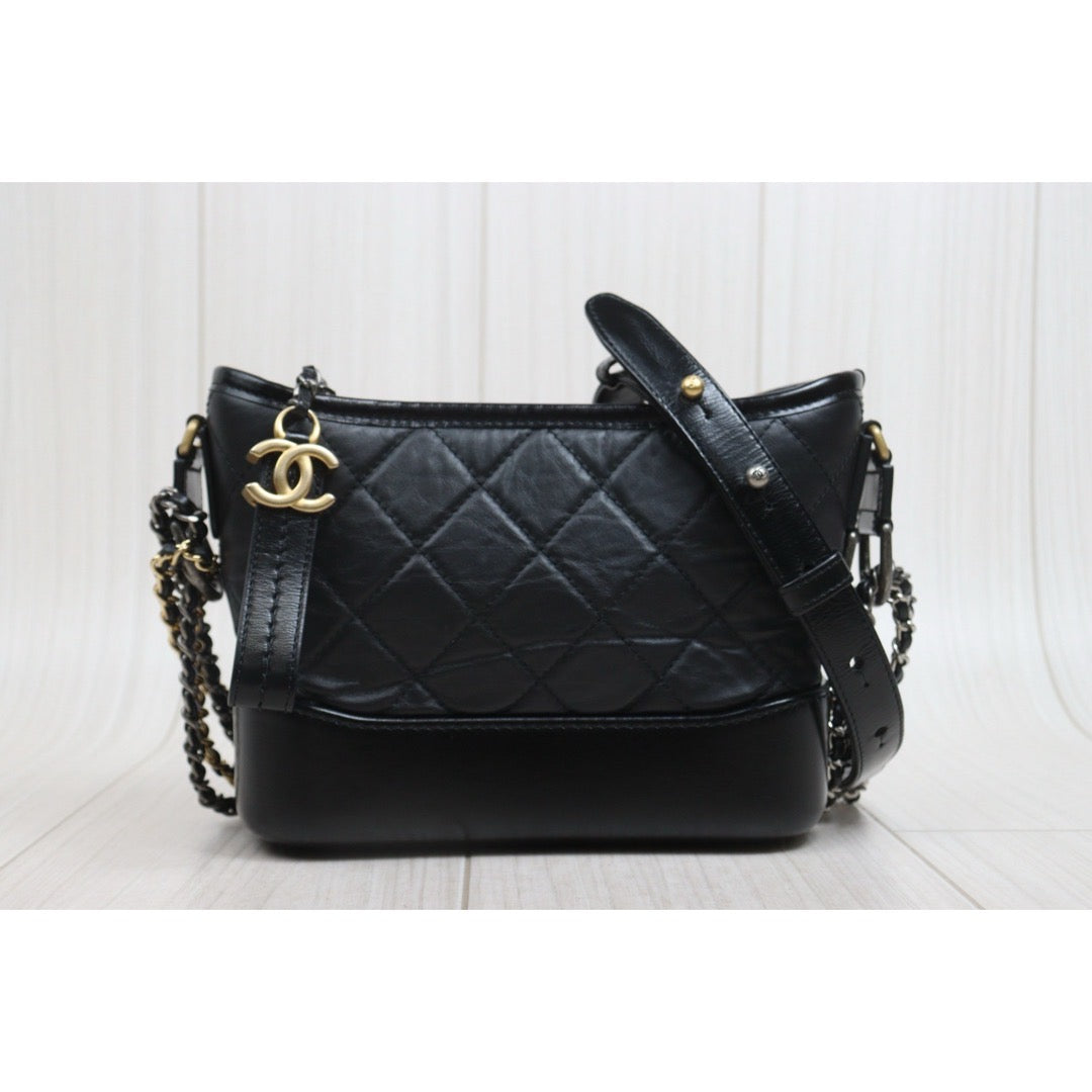 Include Entrupy Certificate of Authenticity｜Very Good ( Rank A) ｜CHANEL PM Gabrielle Calf Leather Shoulder Bag Black  IC Chips Model｜S26080611