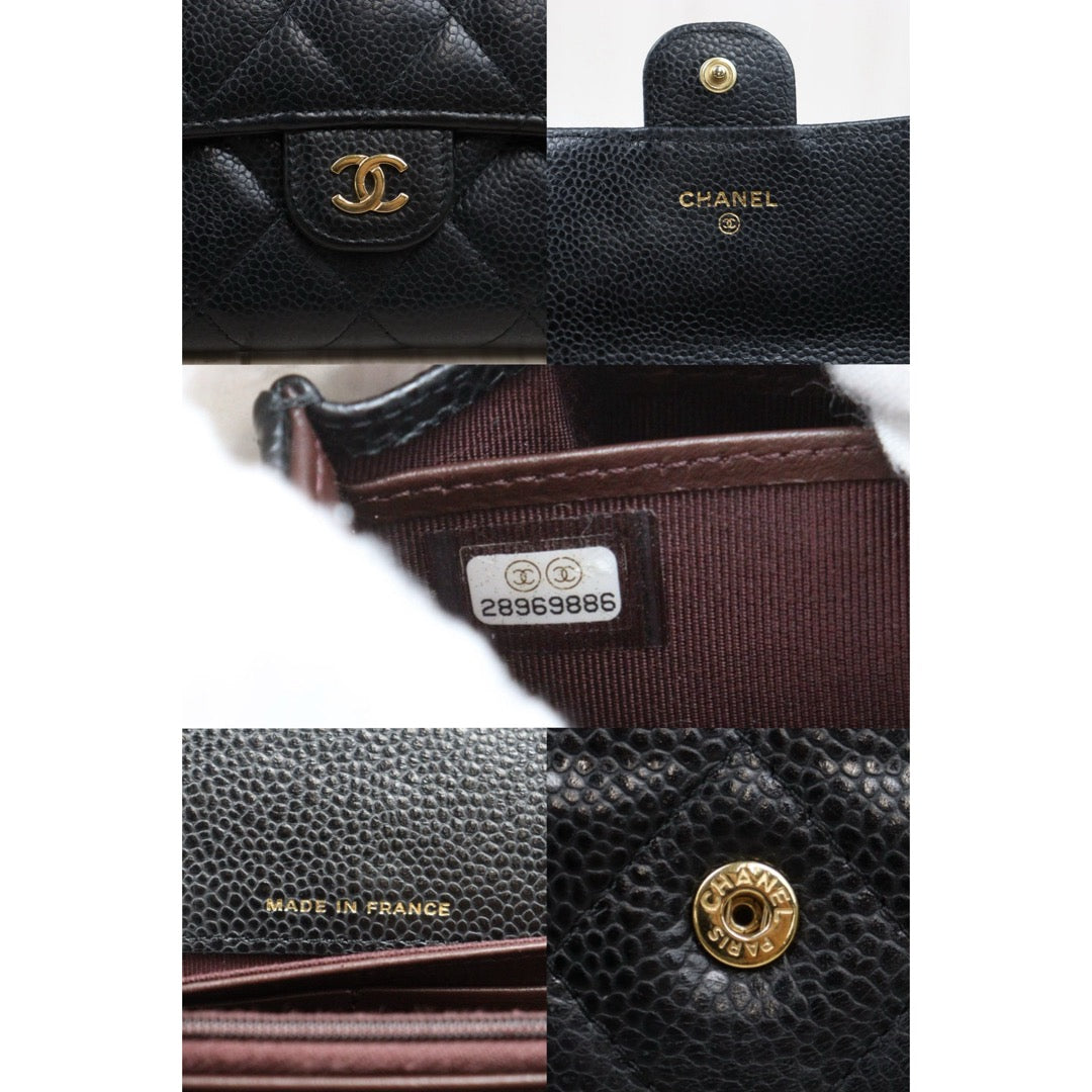 Good ( Rank AB) ｜CHANEL Caviar Skin Black Long Wallet Made In 2019-2020Year｜25112107