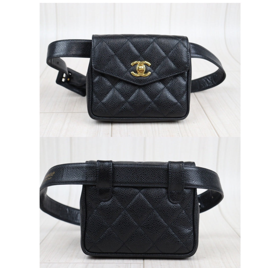 Rank A ｜ CHANEL  Caviar Skin Leather Calf Leather  Waist Bag Made In 1991～1994Year｜24010829