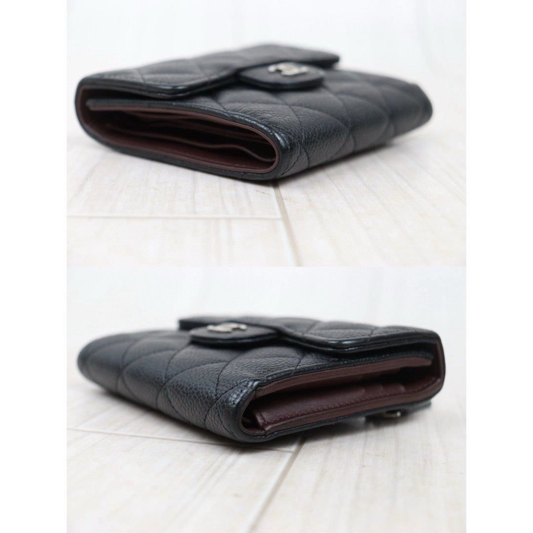 Good ( Rank AB)｜CHANEL Caviar Skin Leather Calf Leather  Wallet Black Made In 2018 Year｜S25021020