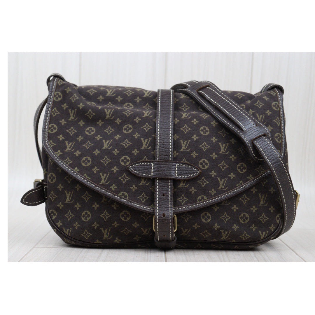 Rank A ｜LV Monogram Mini Run Saumur  Shoulder Bag Canvas Leather Brown｜24032923