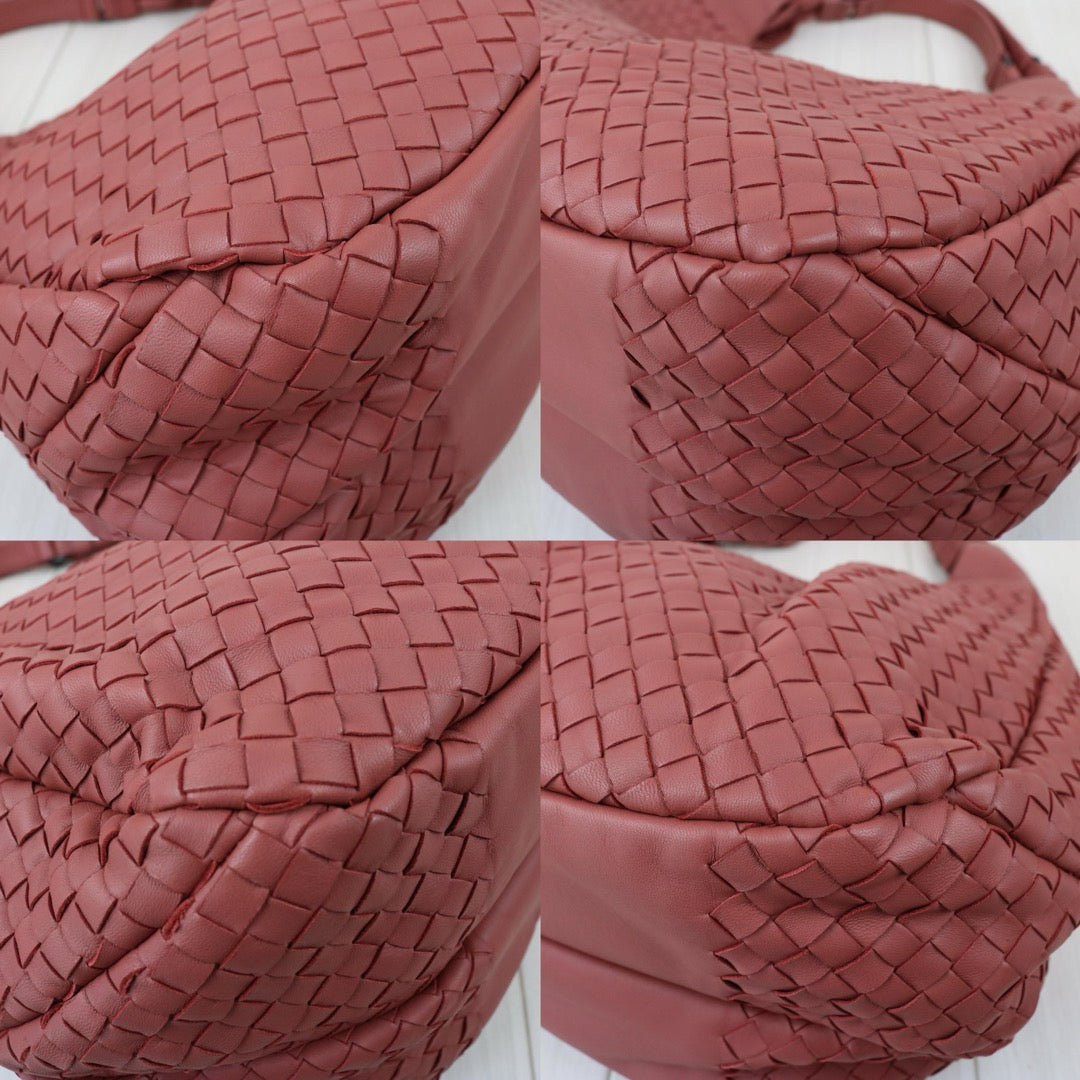 Include Entrupy Certificate of Authenticity｜Very Good ( Rank A)｜ Bottega Veneta Lamb Skin Intrecciato Campana Shoulder Bag  Dusty Rose｜X26091002
