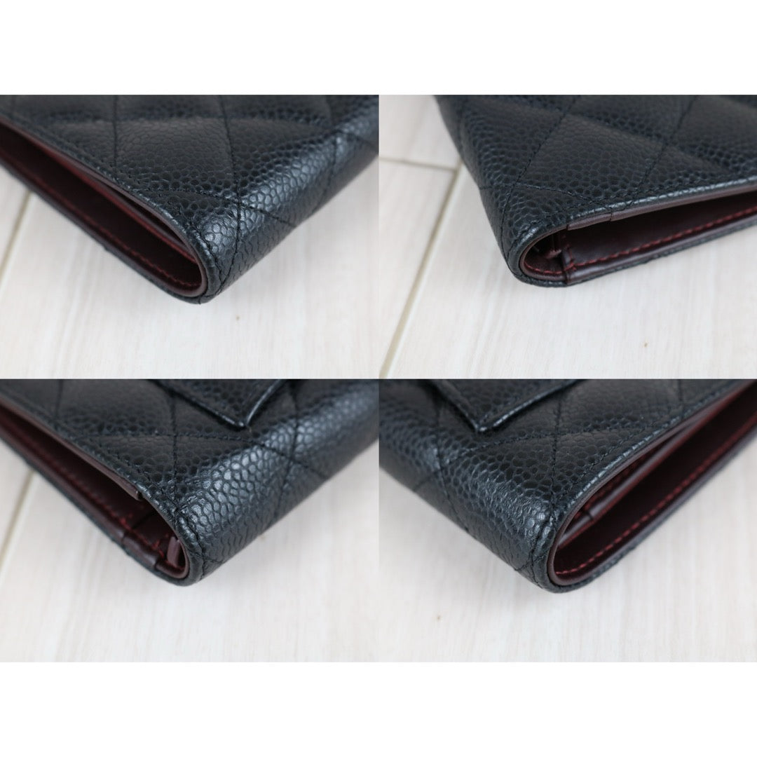Very Good ( Rank A) ｜CHANEL Caviar Skin Black Long Wallet Made In 2014Year｜X25062320