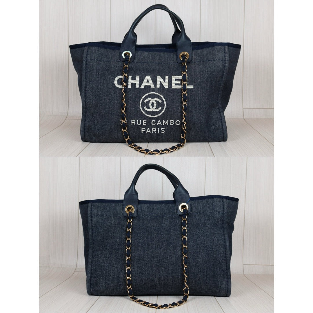 Rank AB｜ CHANEL Canvas Tote Bag Navy Made in 2012-2013 Year ｜S24073002