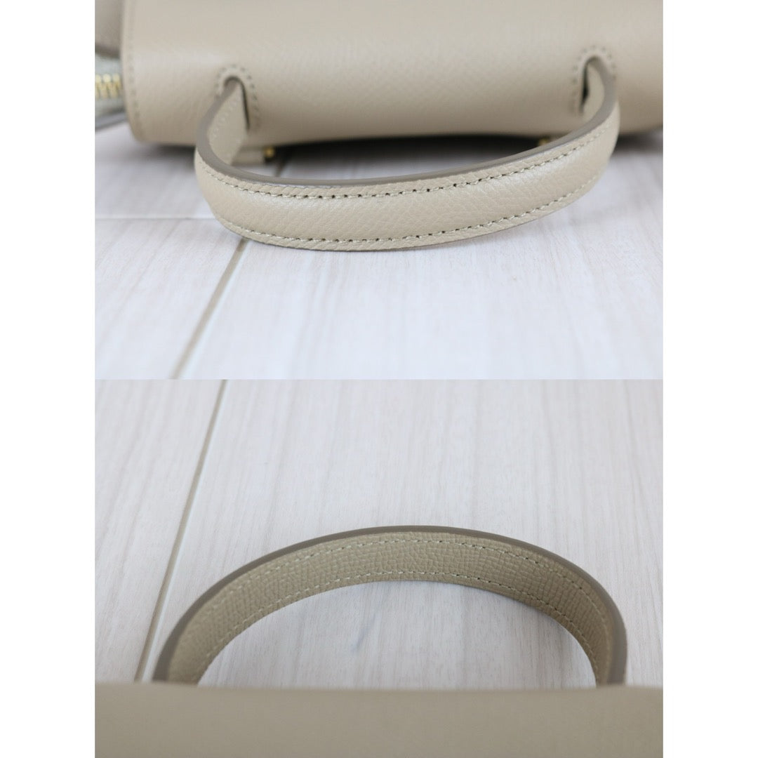 Very Good ( Rank A)｜CELINE Calf Leather Belt Pico Handbag Shoulder Bag Beige｜S25070708
