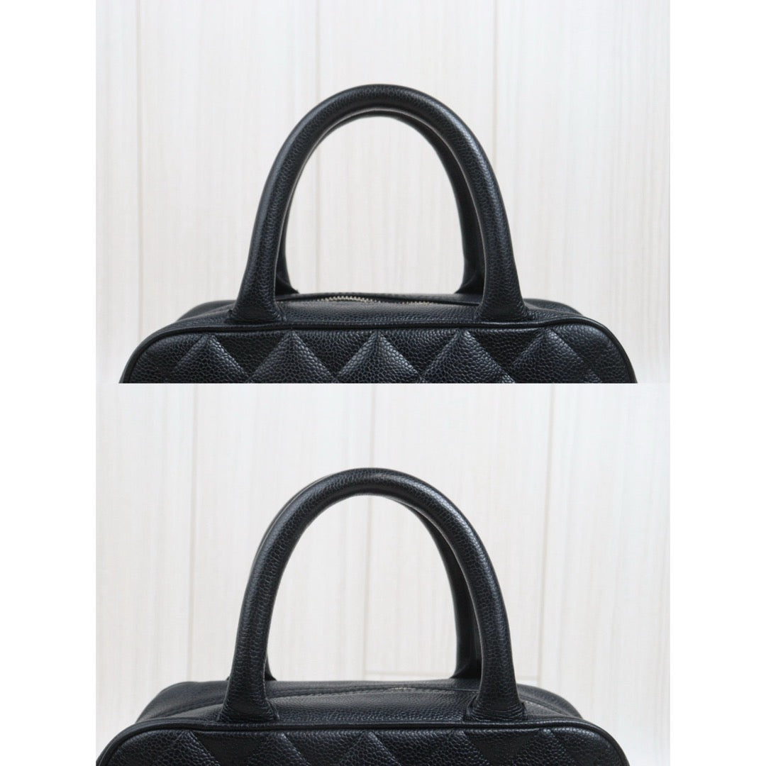 Include Entrupy Certificate of Authenticity｜Good ( Rank AB) ｜CHANEL Caviar Skin Calf Leather Bowling HanBag Made in 2004-2005 Year｜26091002