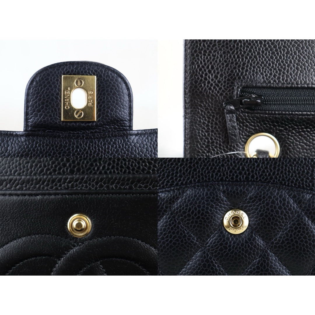 Include Entrupy Certificate of Authenticity｜Good ( Rank AB)｜ CHANEL Caviar Skin Calf Leather Double Flap 25 Shoulder Bag  Made In 2008-2009 Year｜S26061901