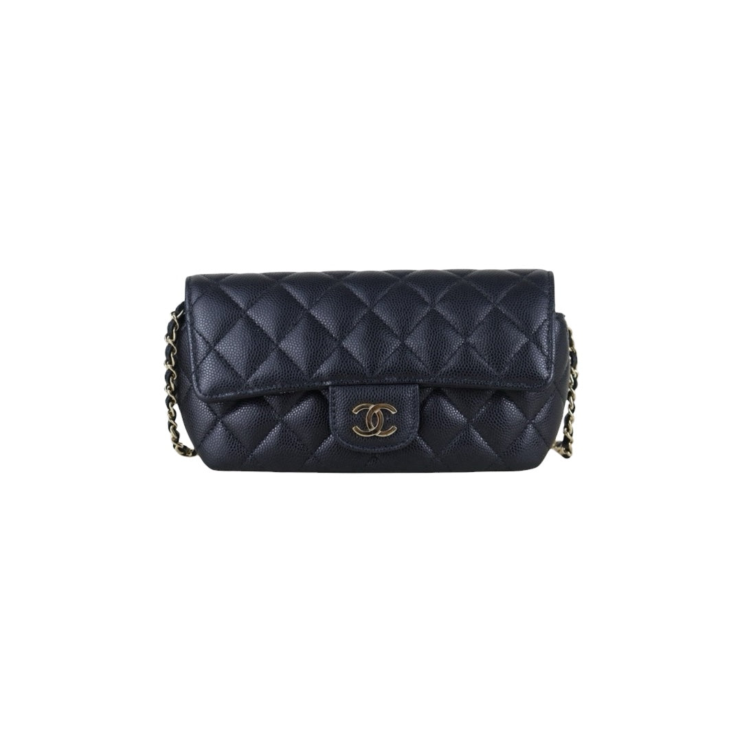 Include Entrupy Certificate of Authenticity｜Very Good ( Rank A)｜ CHANEL Caviar Skin Matrasse Chain Sunglasses Case Bag Black Made In 2020-2021Year  ｜S26052508