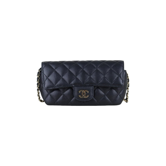 Include Entrupy Certificate of Authenticity｜Very Good ( Rank A)｜ CHANEL Caviar Skin Matrasse Chain Sunglasses Case Bag Black Made In 2020-2021Year  ｜S26052508
