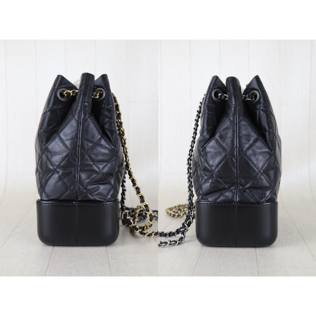 Include Entrupy Certificate of Authenticity｜Very Good（Rank A）｜ CHANEL Gabrielle Calfskin Chain Backpack PM Black Made In 2018-2019Year｜S26090743