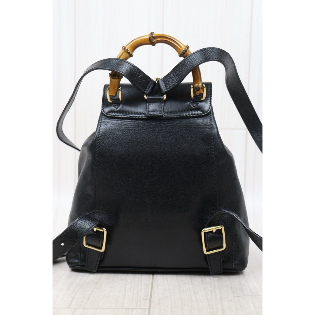 Very Good ( Rank A)｜GUCCI Bamboo Leather Mini Backpack Back｜25052906