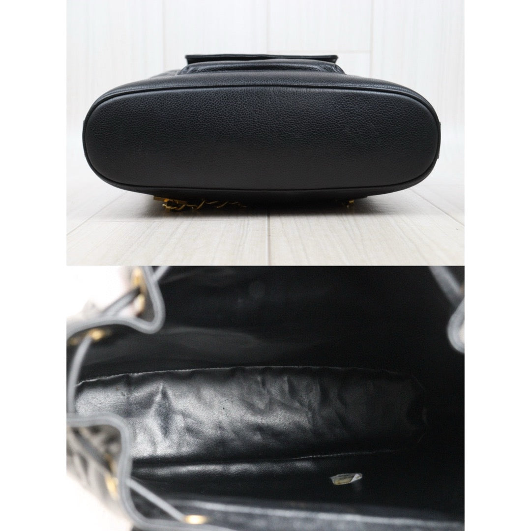 Include Entrupy Certificate of Authenticity｜Good ( Rank AB)｜CHANEL  Caviar Skin Leather Calf Backpack  Black Made in 1991-1994Year｜25042802