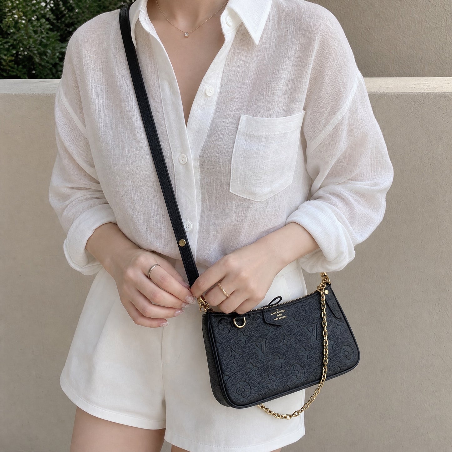 Include Entrupy Certificate of Authenticity｜Very Good ( Rank A) ｜Louis Vuitton Monogram Empreinte Easy Pouch On Strap Black ShoulderBag IC Chips Model｜S26072523