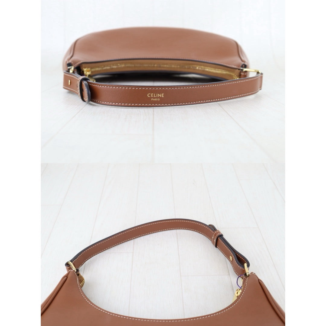 Include Entrupy Certificate of Authenticity｜Very Good ( Rank A)｜ CELINE AVA Macadam Triomphe Calf Leather Shoulder Bag Caramel ｜S26051508