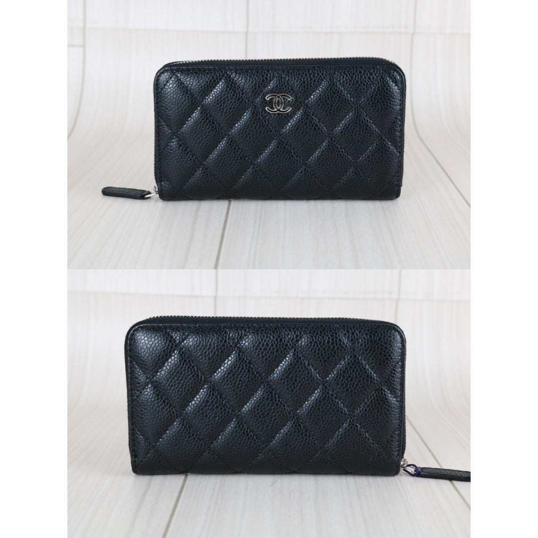Excellent（Rank SA）｜Chanel Caviar Skin Black Long  Wallet Made In 2014-2015Year ｜X25070608
