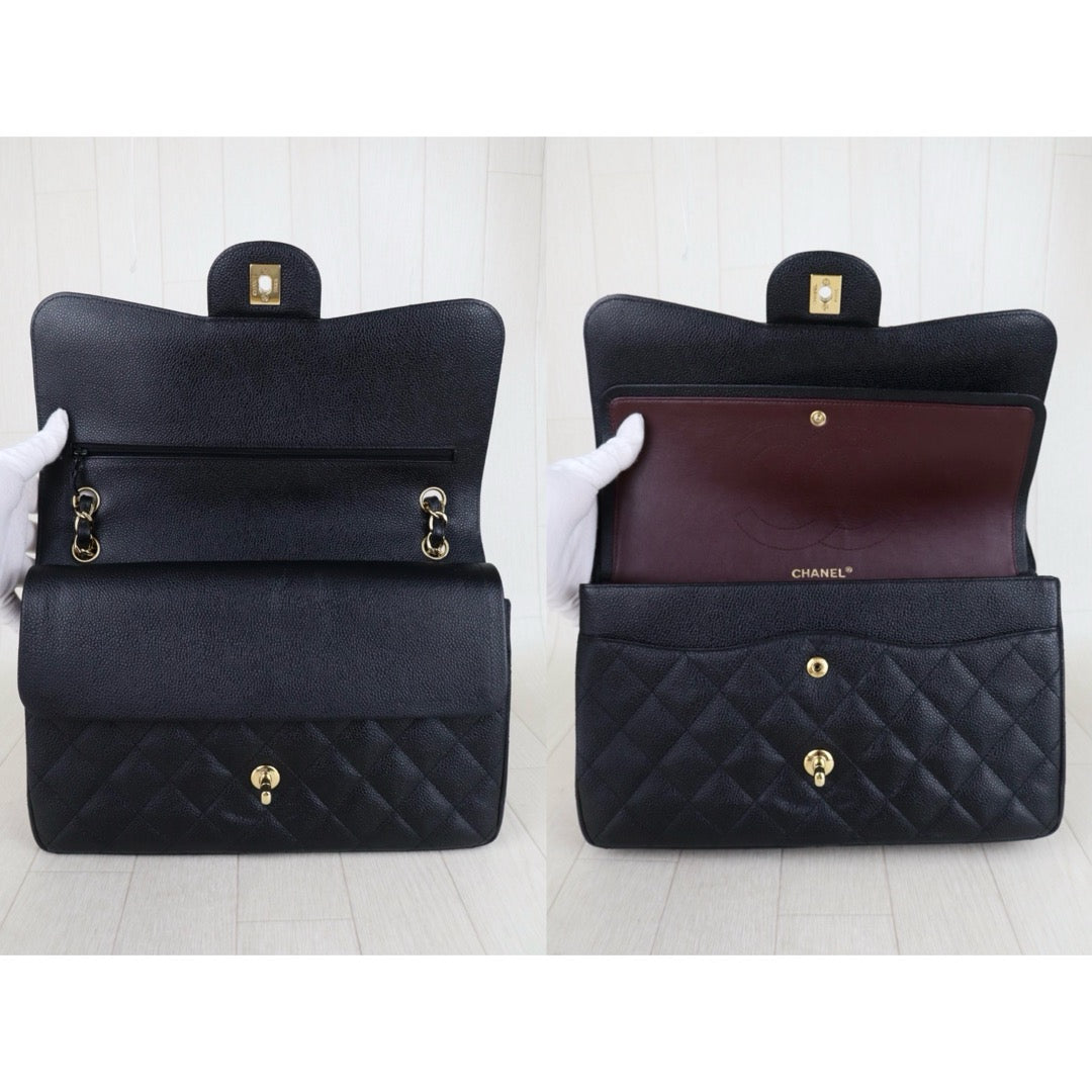 Include Entrupy Certificate of Authenticity｜Good ( Rank AB)｜ CHANEL Matrasse Chain Caviar Skin Jumbo Black  Made In 2014 Year｜S26041402