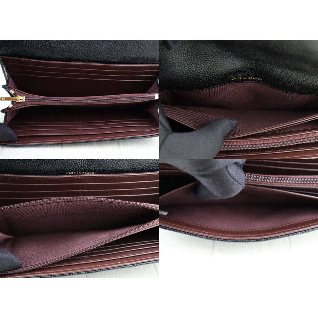 Very Good ( Rank A)｜CHANEL Caviar Skin Black Long Wallet Made In 2020 - 2021 Year｜H25011310