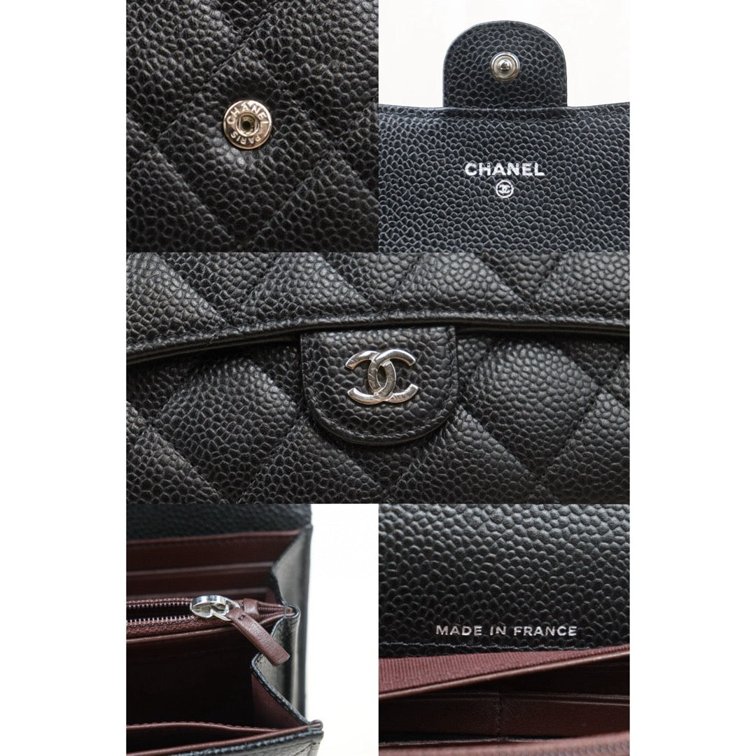 Good ( Rank AB)｜CHANEL Caviar Skin Black Long Wallet Made In 2019 Year｜V24112606