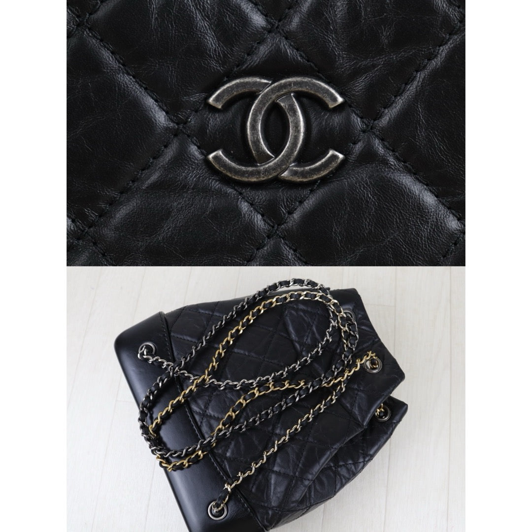 Include Entrupy Certificate of Authenticity｜Very Good ( Rank A)｜ CHANEL Gabrielle Calfskin Chain Backpack Black Made In 2017-2018Year｜S26072548