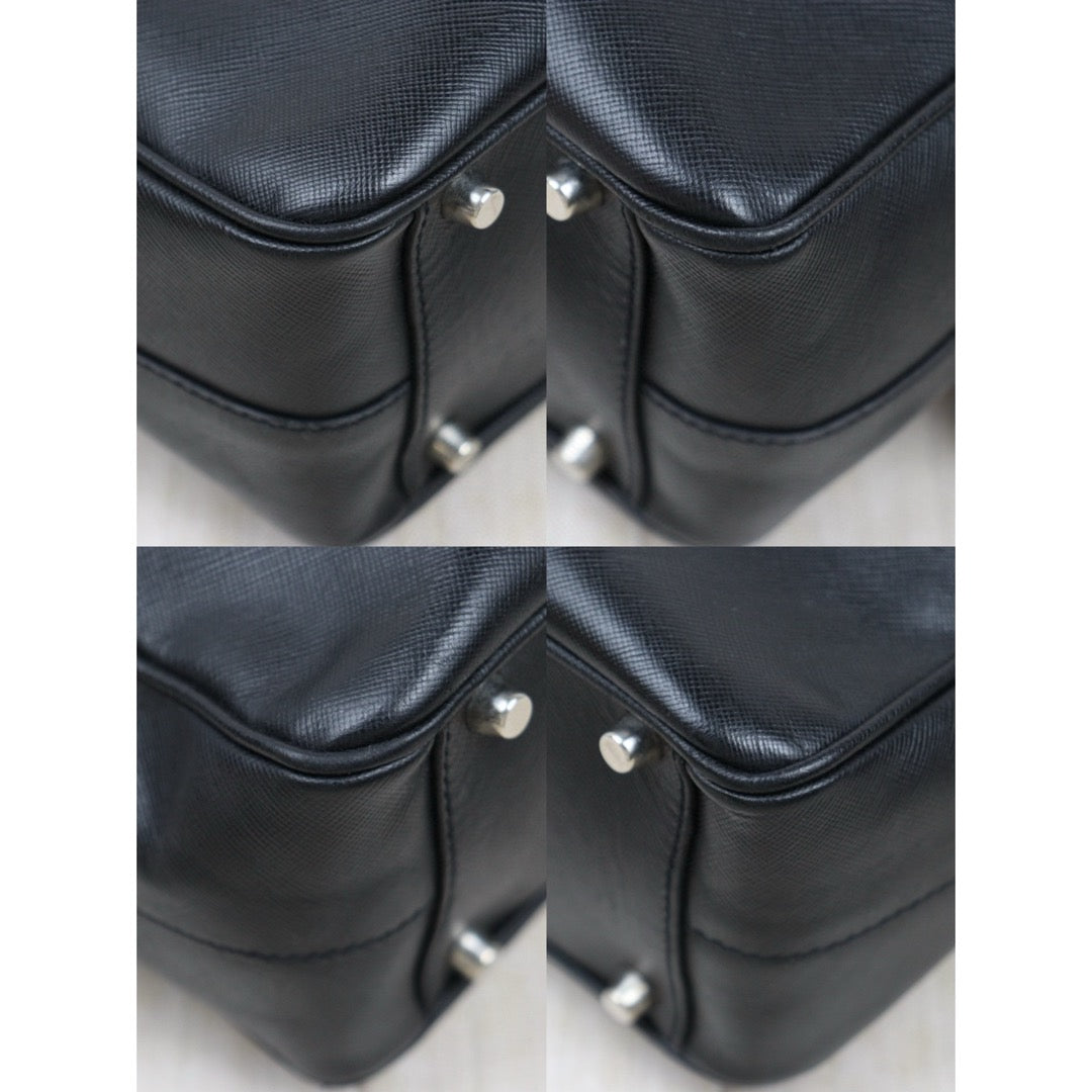 Good ( Rank AB)｜Prada Leather Saffiano Briefcase Handbag Black｜V25050815