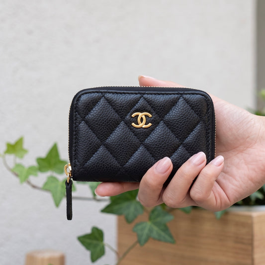 Include Entrupy Certificate of Authenticity｜Very Good ( Rank A)｜CHANEL Caviar Skin Black Zipper Wallet Made In 2018Year｜X26061803