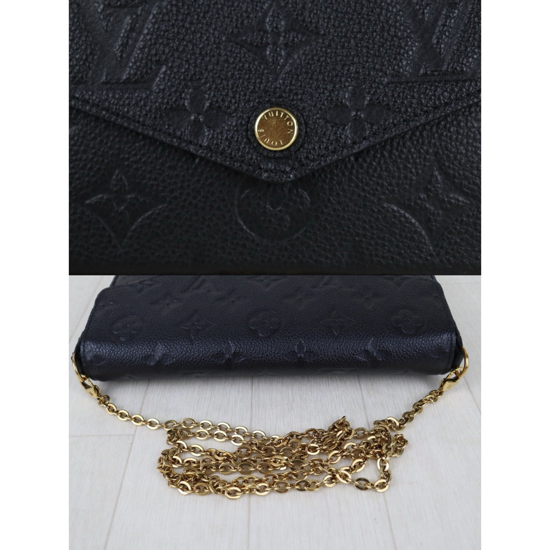 Include Entrupy Certificate of Authenticity｜Very Good ( Rank A)｜Louis Vuitton Monogram Empreinte Pochette Felicie Shoulder Bag Black｜S26042201