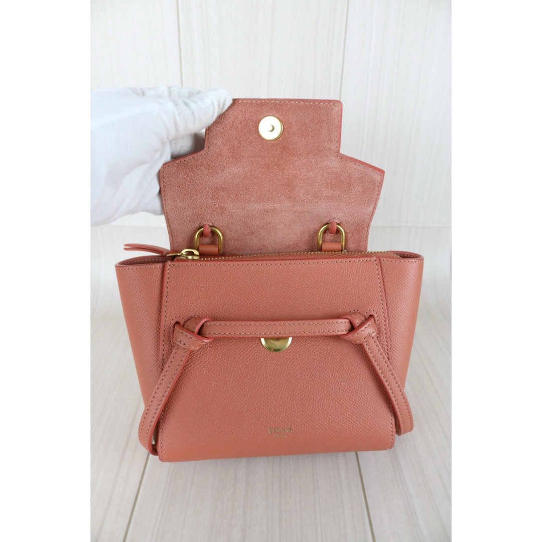 Very Good ( Rank A)｜CELINE Calf Leather Belt Pico Handbag Shoulder Bag Terracotta｜X25110603