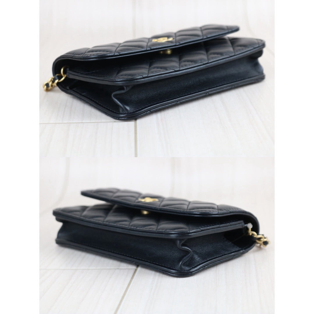 Include Entrupy Certificate of Authenticity｜Excellent（Rank SA）｜ CHANEL Matelasse Chain 23C Calfskin WOC Black IC Chips Model｜S26070902